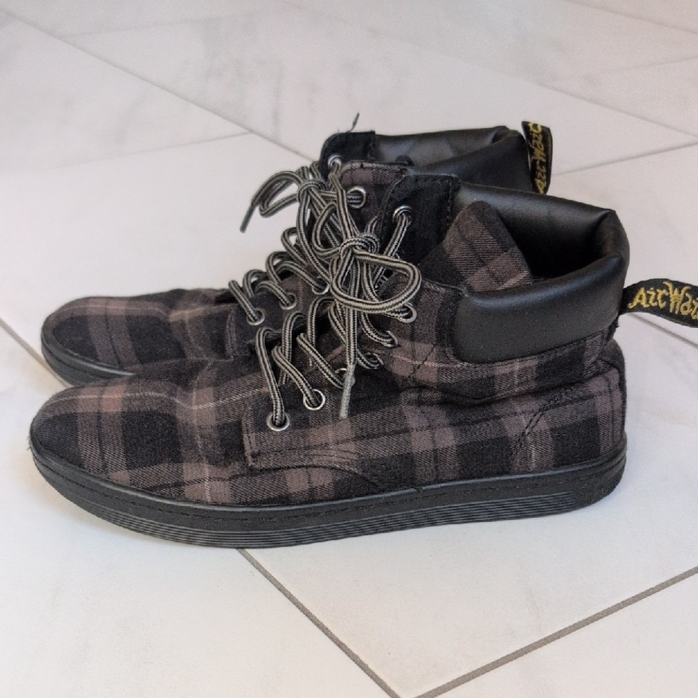 Dr. Martens Black and Gray Plaid Sneakers